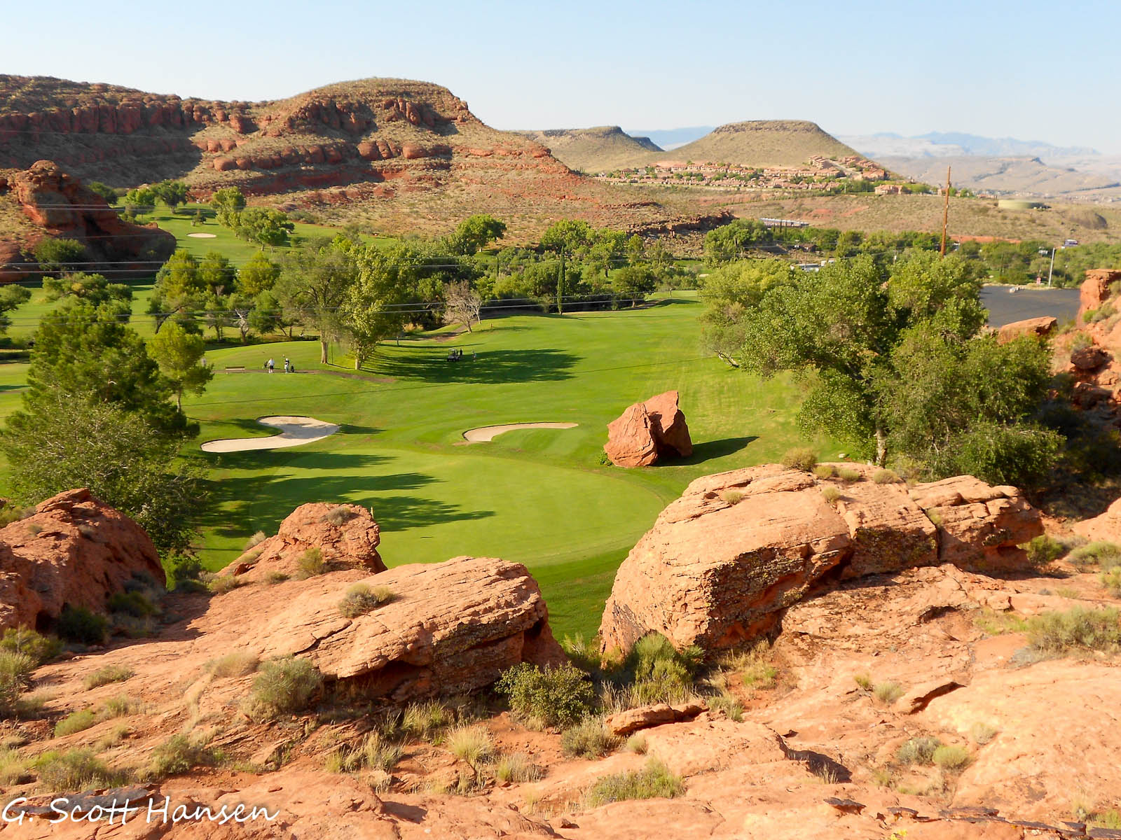 Red Cliffs Desert Reserve » City Creek view of golf course from trail