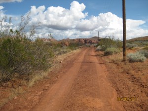 Bone Wash trail uses powerline road to junction with Bone Wash.