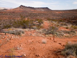 Trail loops around and heads downhill to the east