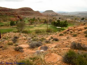 Trail overlooks portions of the Red Hills Golf Course