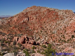 Views of adjacent peaks are numerous including this view of the northern peak in the Sandstone Mountain complex.