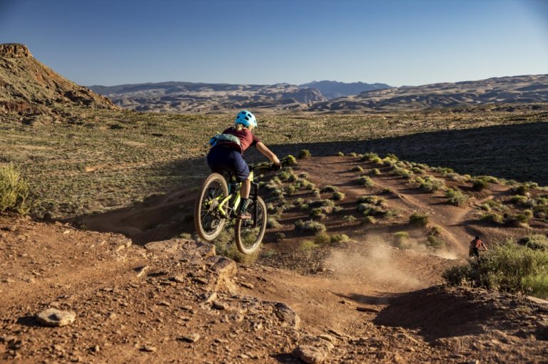 Mountain biking downhill on Bear Claw Poppy trail